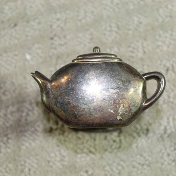 Vintage Silver Plated Teapot Tea Kettle Tea Bag or Sweetener Holder - Picture 3 of 5